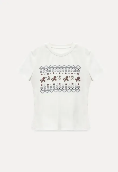 Short sleeve t shirt with embroidered pattern band