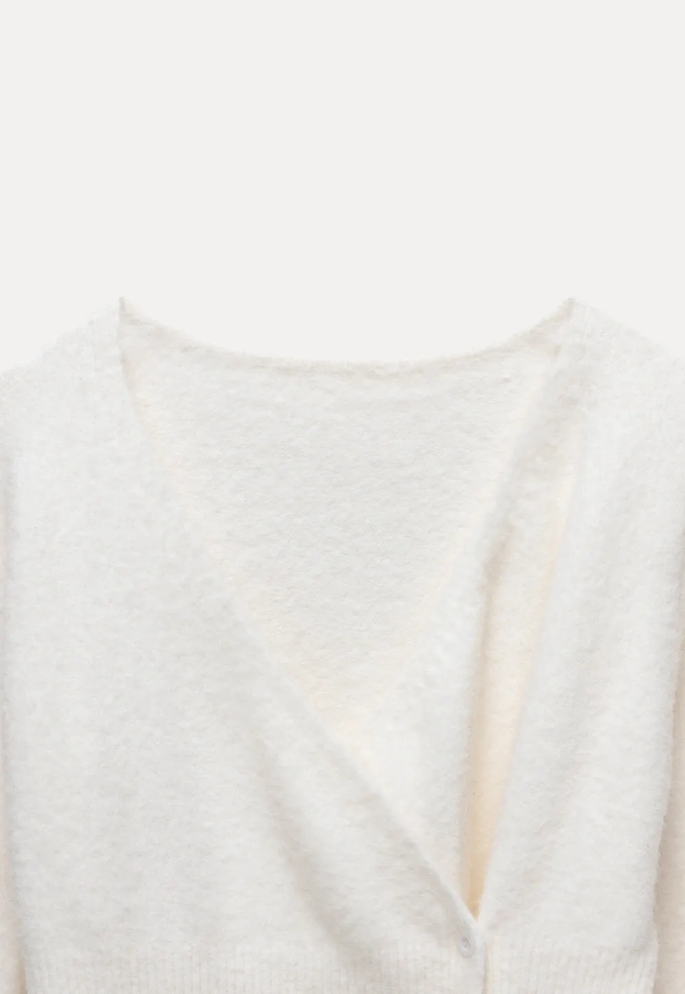 Womens White V-Neck Cardigan