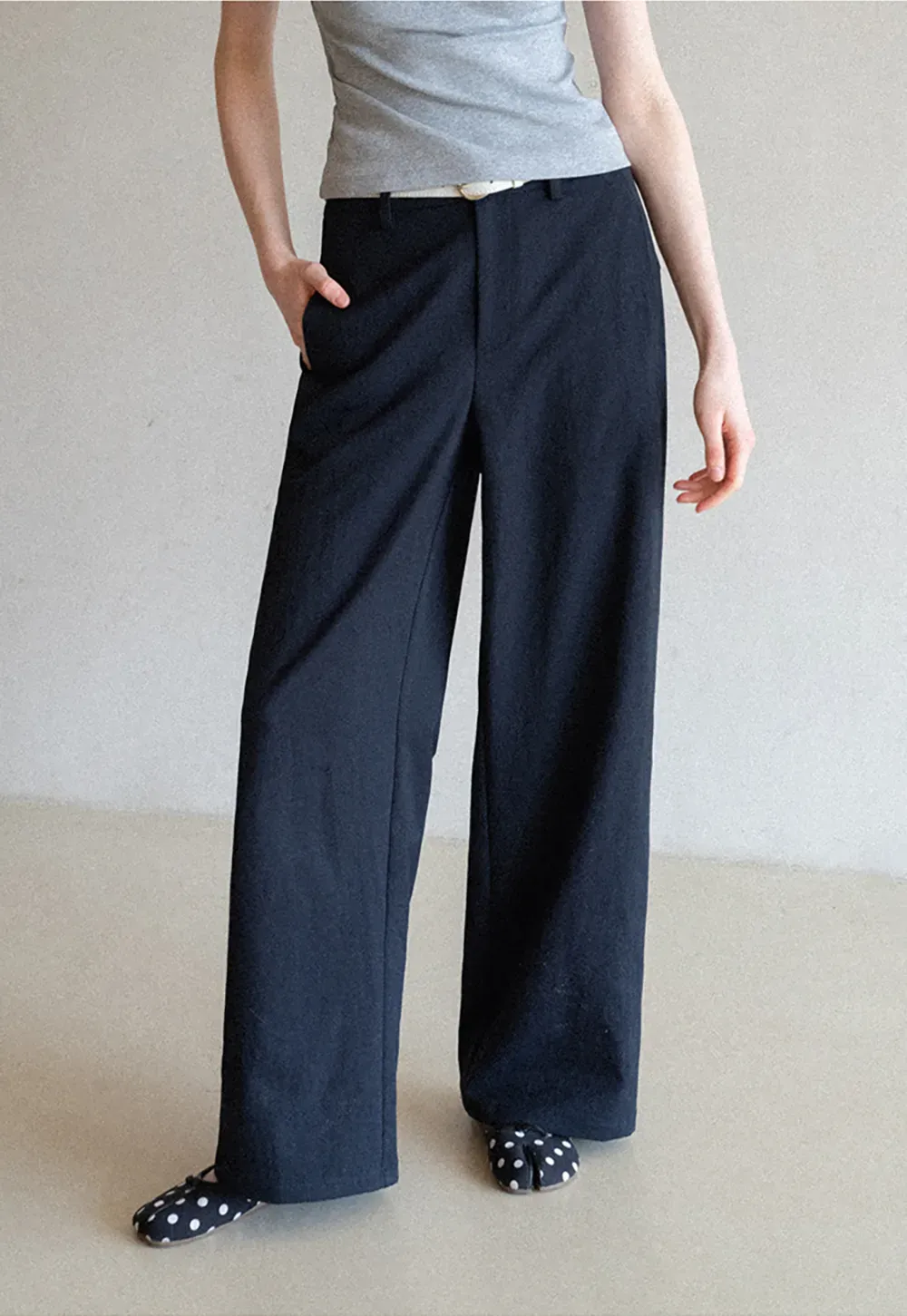 Wide Leg Casual Pants with Front Pockets