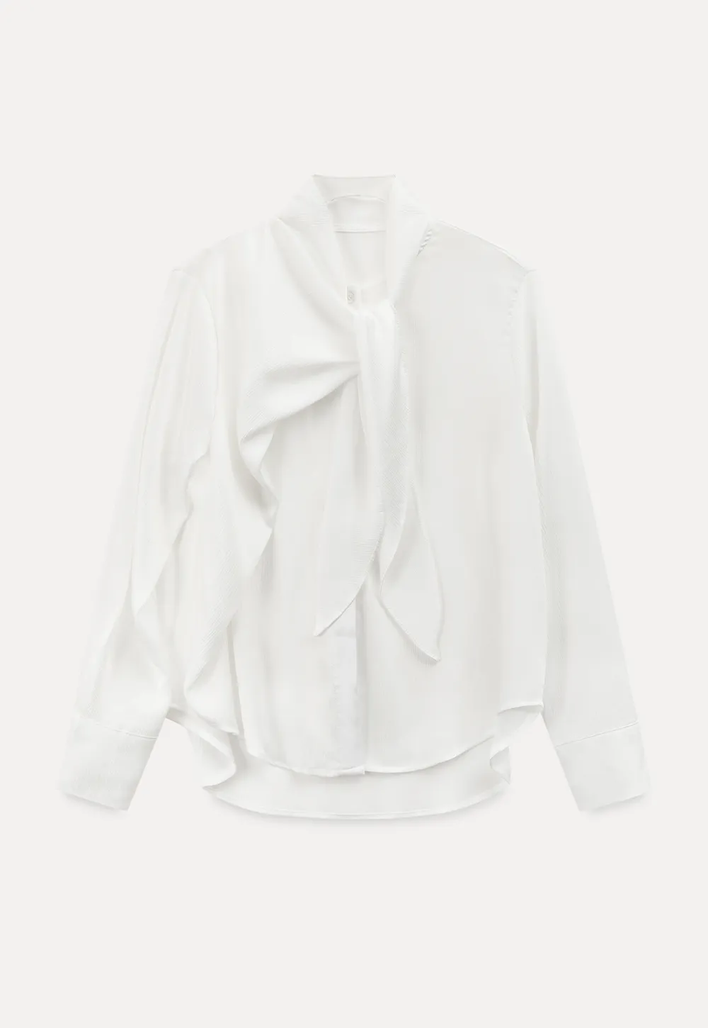 Ribbed Long Sleeve Shirt with Tie Neck Detail