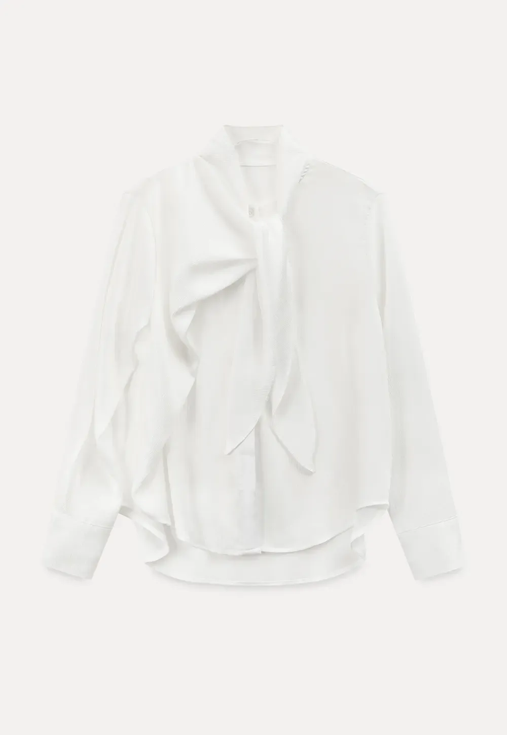 Ribbed Long Sleeve Shirt with Tie Neck Detail