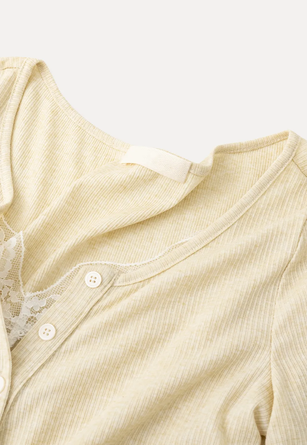 Long sleeve ribbed crop top with square neckline