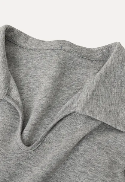 Polo collar short sleeve top with pleated skirt