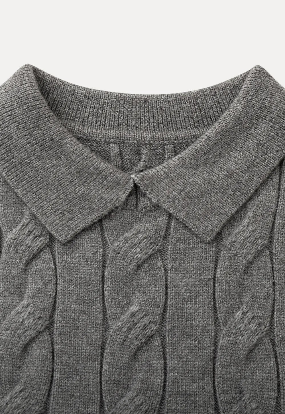 Cable Knit Crop Sweater with Collar
