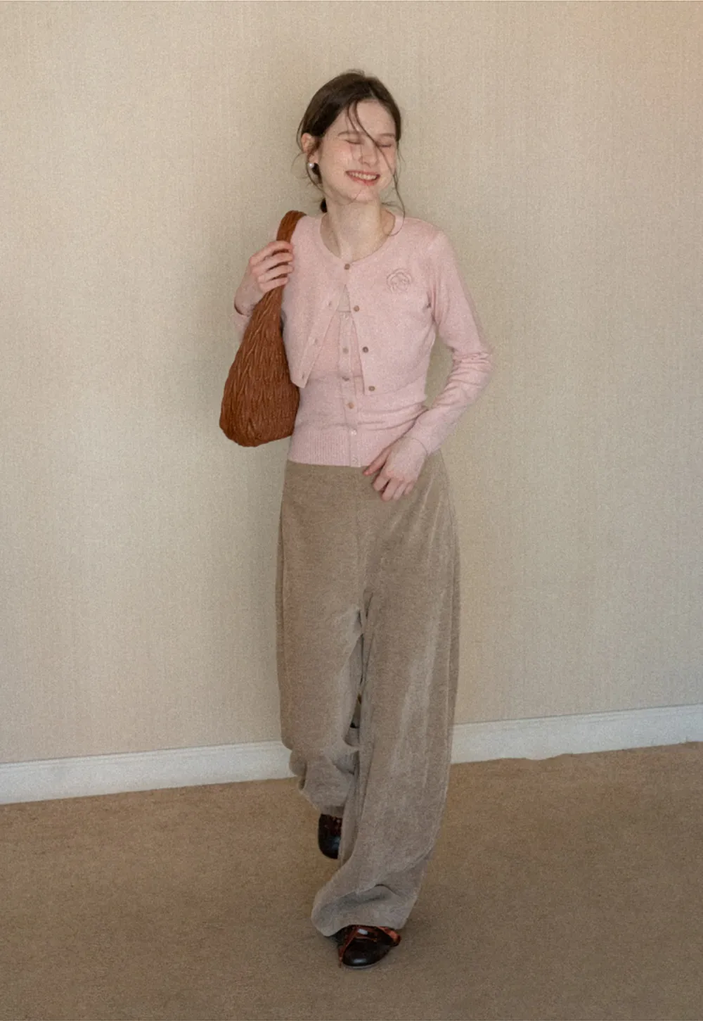 Elegant Knit Cardigan with Button Detail and Tank Top Set