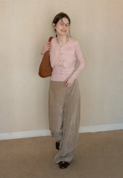 Elegant Knit Cardigan with Button Detail and Tank Top Set