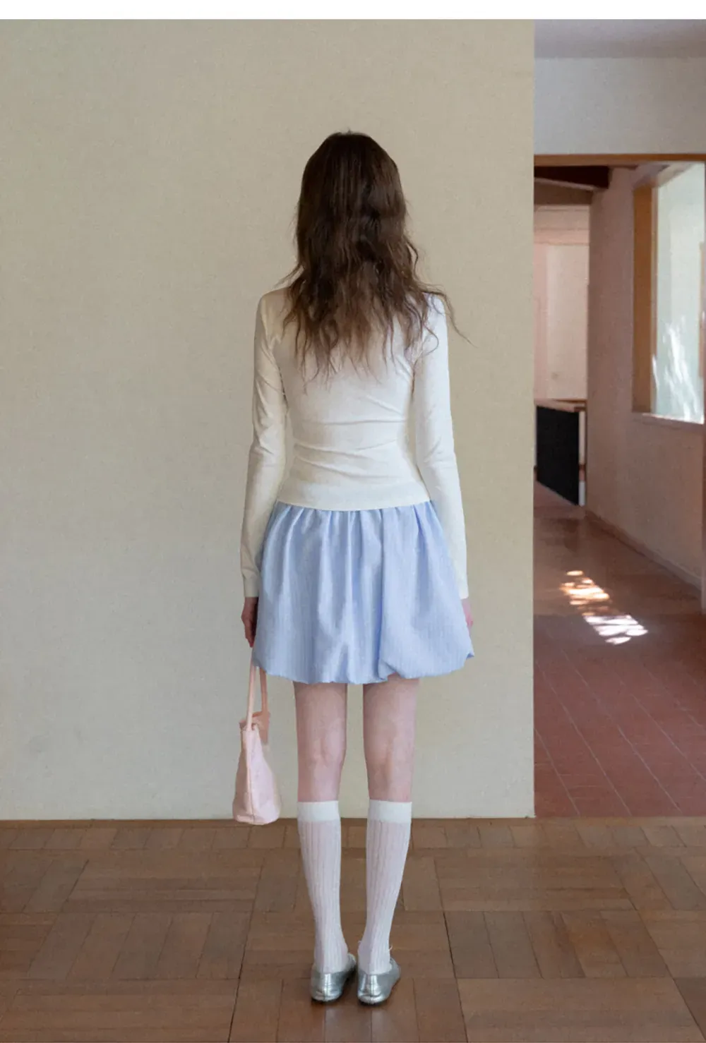 Puffed skirt with drawstring waist