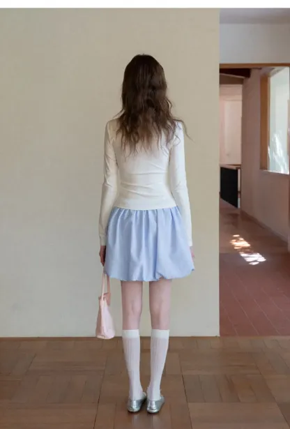 Puffed skirt with drawstring waist