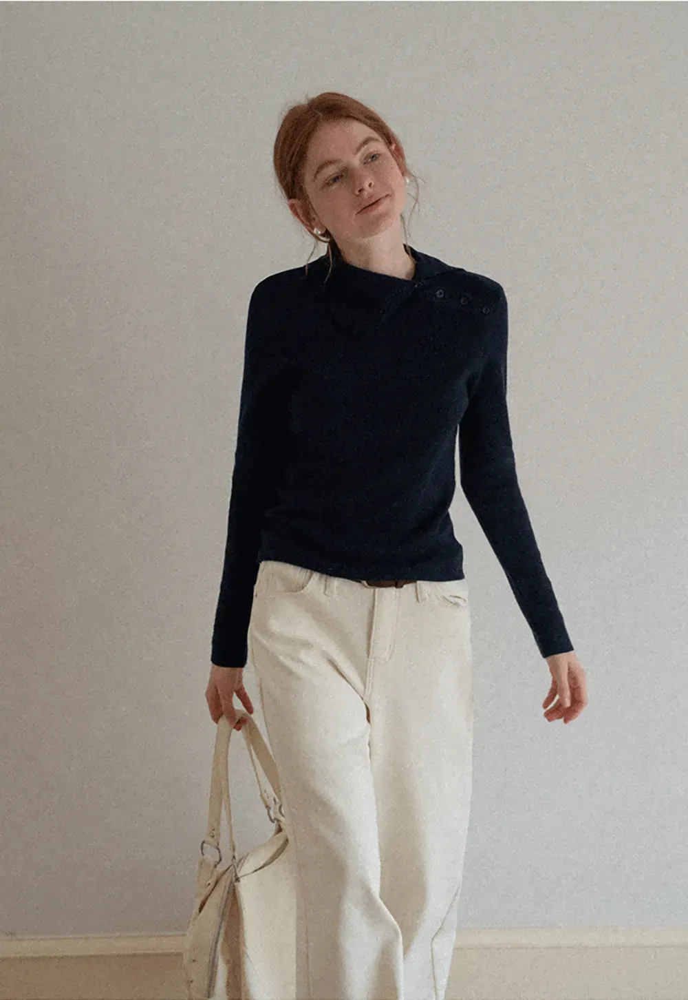 Turtleneck Sweater Long Sleeve Knitwear Women's Fitted Top