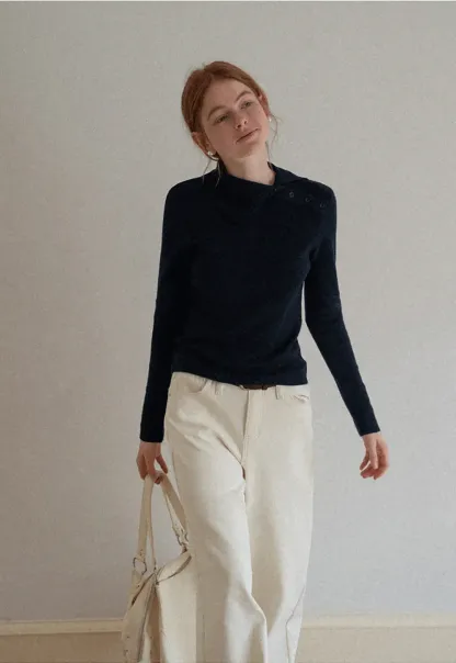 Turtleneck Sweater Long Sleeve Knitwear Women's Fitted Top