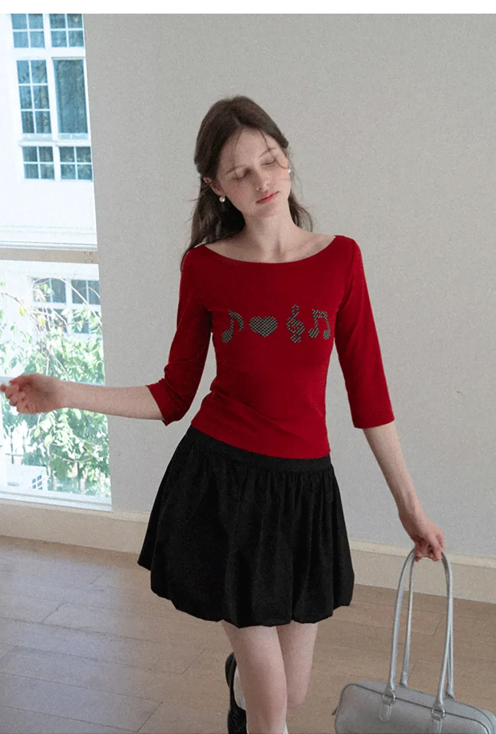 Pleated A-line Skirt with Elastic Waistband