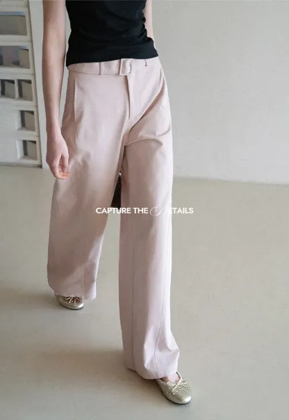 Wide Leg Casual Pants with Belted Waist