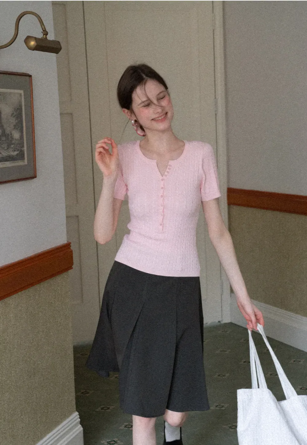 Pleated A-line Skirt with Waistband