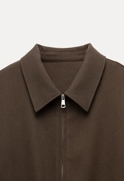 Women Zip Up Short Jacket Casual Long Sleeve Coat