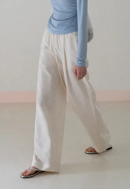 Wide Leg Drawstring Casual Pants