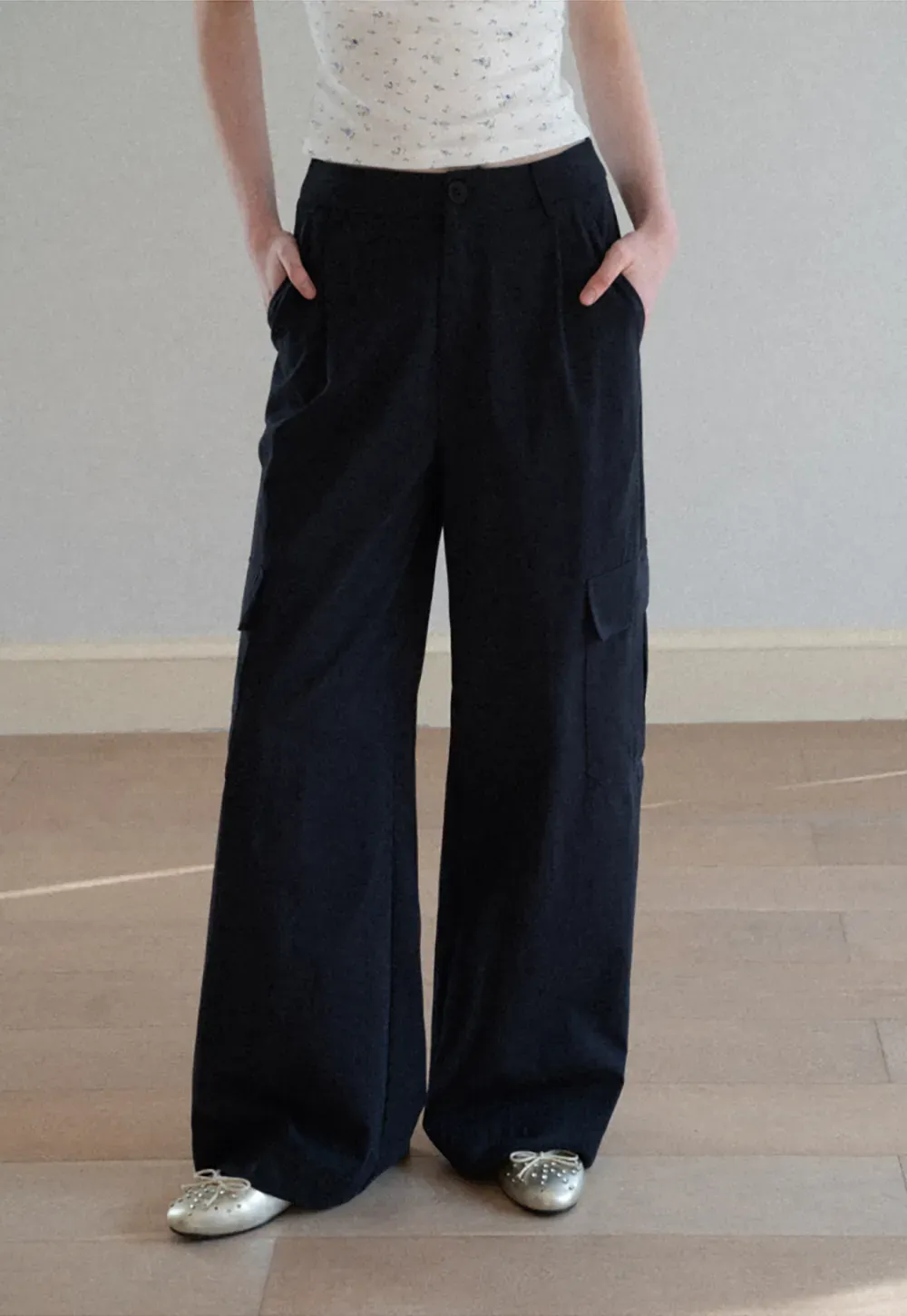 Wide Leg Pleated Casual Pants
