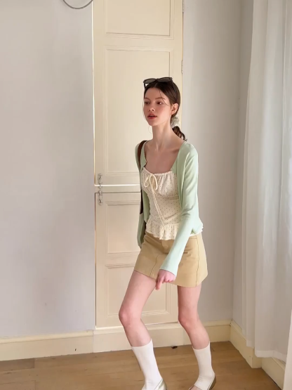 High Waist Structured Mini Skirt With Front Button Closure