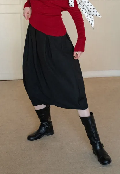 Elegant Pleated Midi Skirt with Flared Design