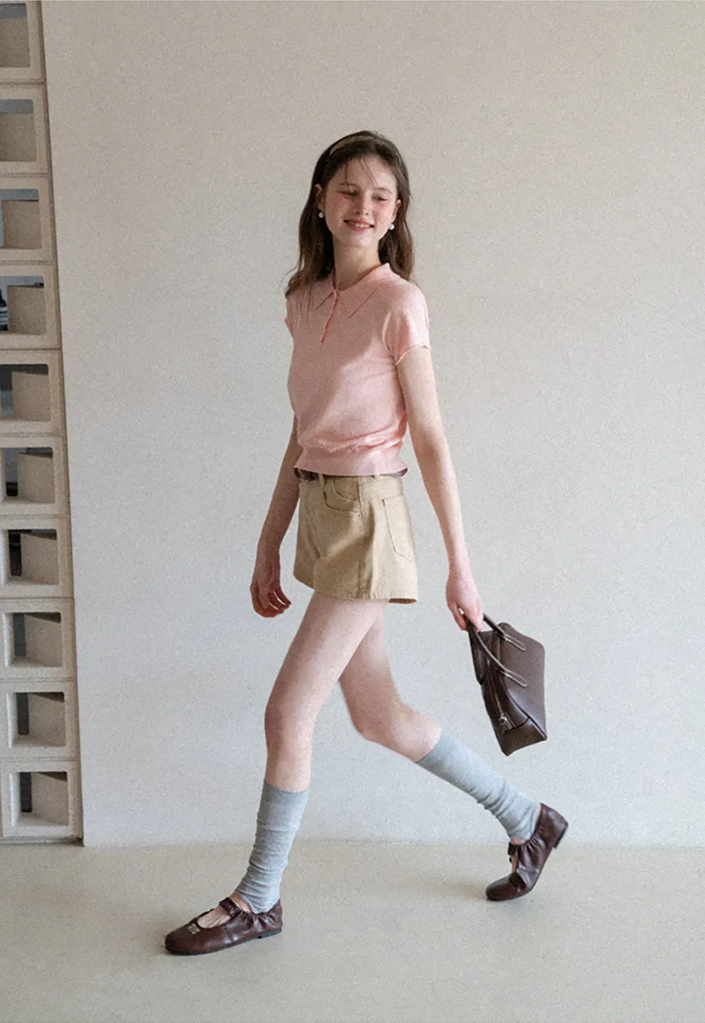 Short Sleeve Knit Polo Shirt