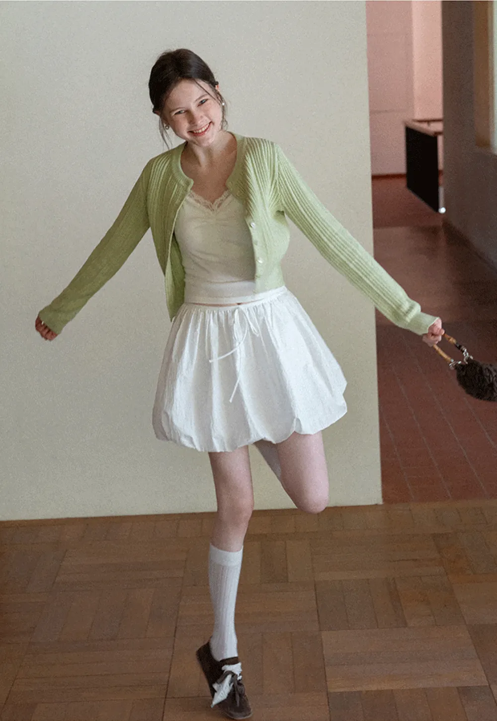 Puffed skirt with drawstring waist