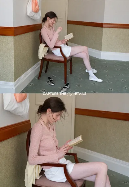 V Neck Knit Sweater with Floral Button Detail