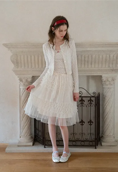 Tiered Ruffled Sheer Skirt with Drawstring Waist