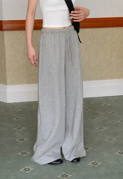 Wide Leg Drawstring Waist Casual Pants