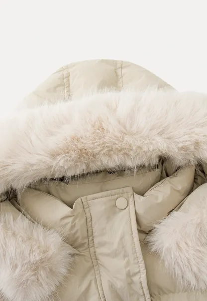 Cozy Beige Winter Cotton Coat for Women