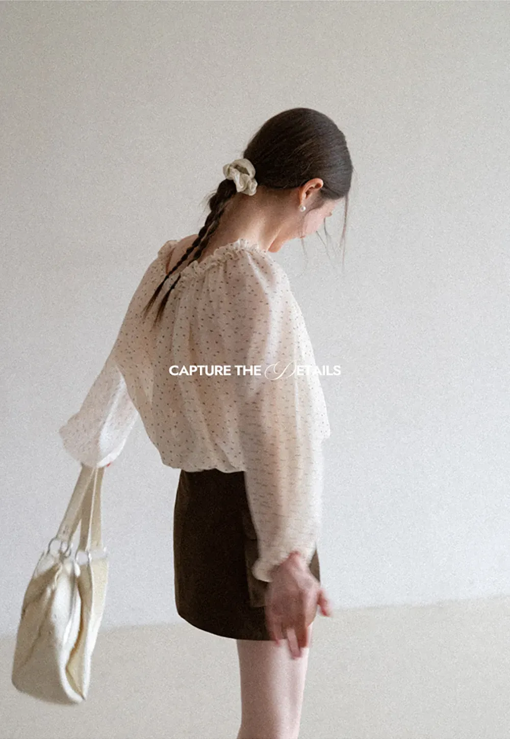 Polka Dot Ruffled Off Shoulder Chiffon Blouse