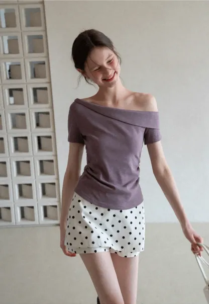 Polka dot mini skirt with layered hem