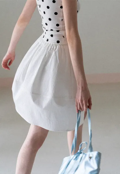 A-line skirt with drawstring waist and layered hem