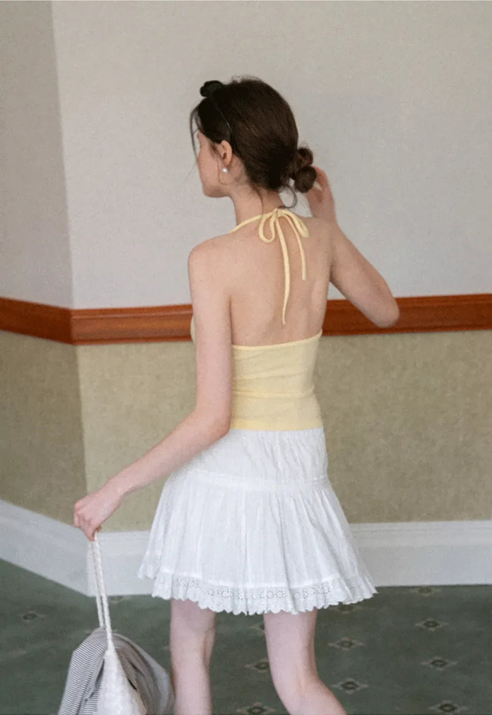Striped cardigan with buttons and V neck tank top