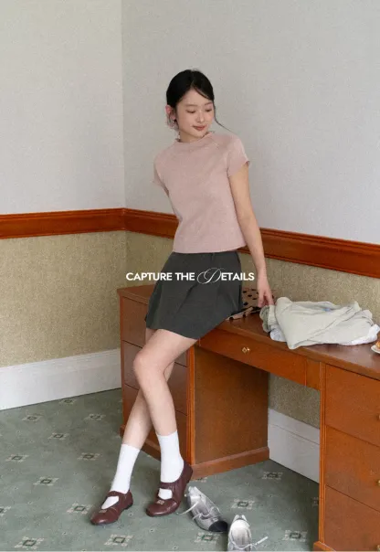 Pleated A-line Mini Skirt