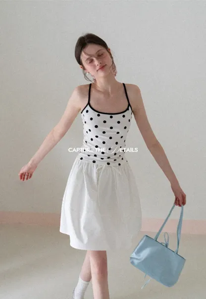 Polka Dot Tank Top with Thin Straps