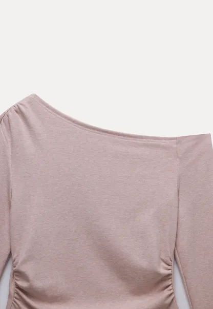 Women's Off-Shoulder Ruched Long-Sleeve Top