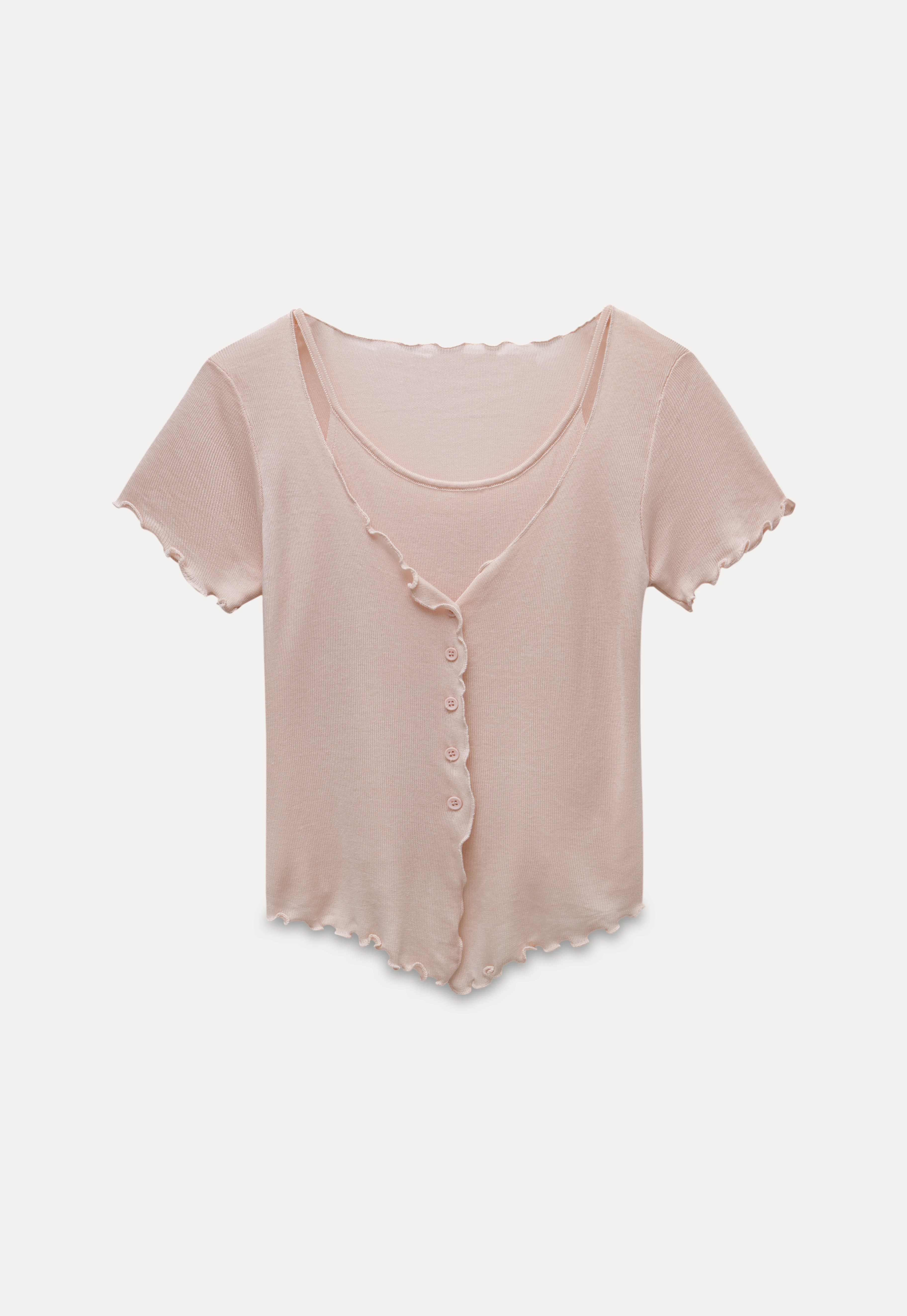 Women’s Ruffle Hem Button Down Knit Top
