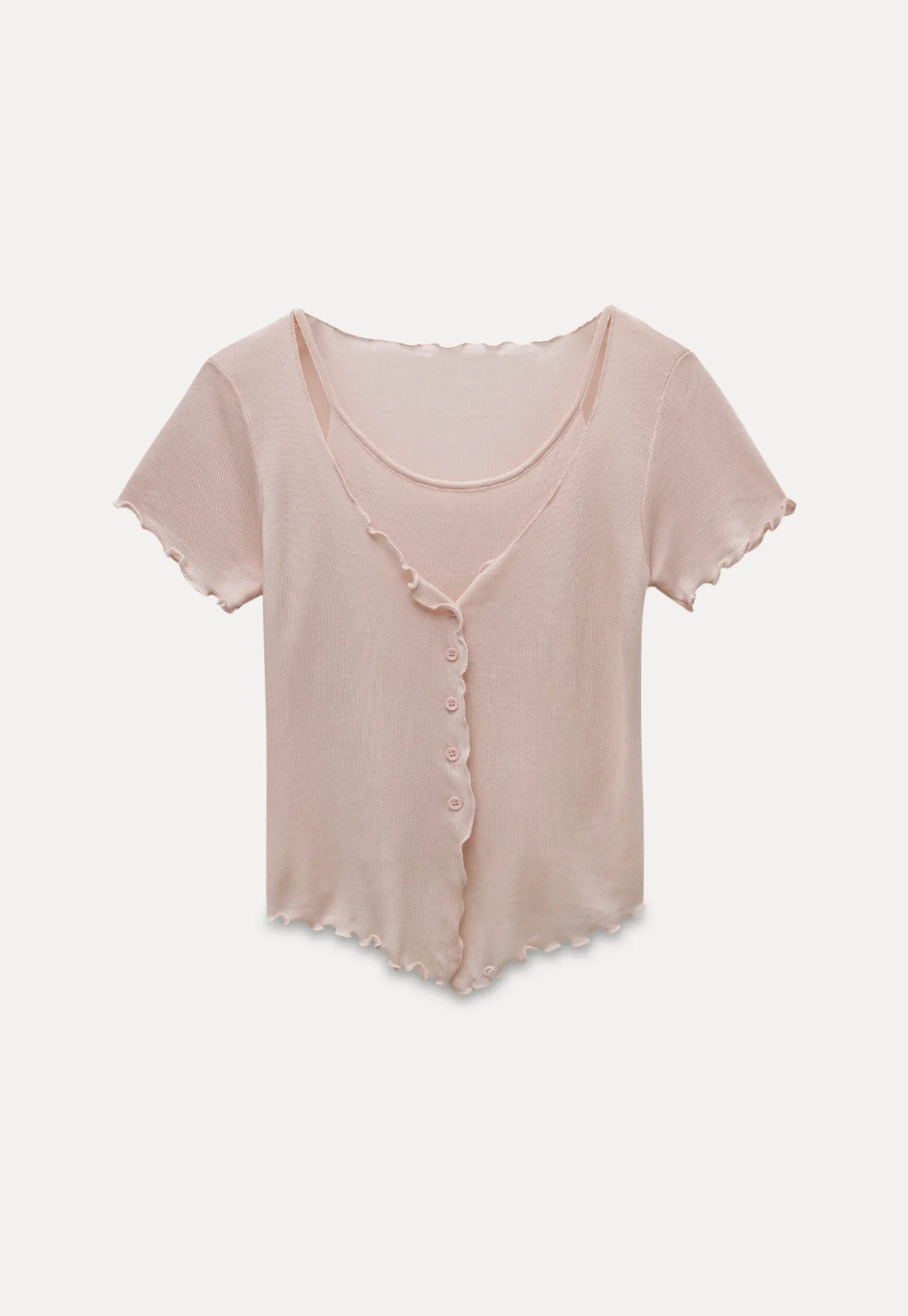 Women’s Ruffle Hem Button Down Knit Top