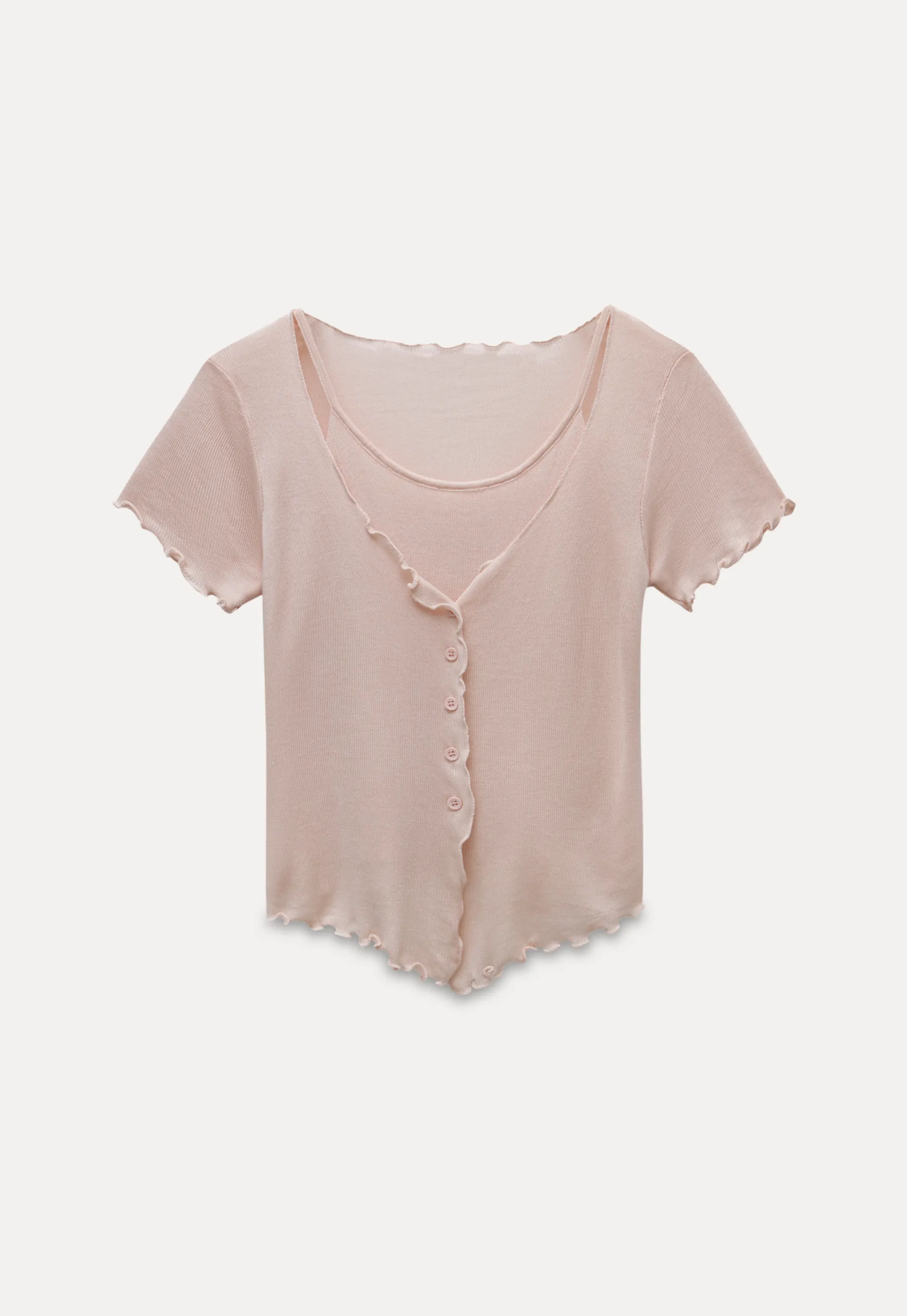 Women’s Ruffle Hem Button Down Knit Top