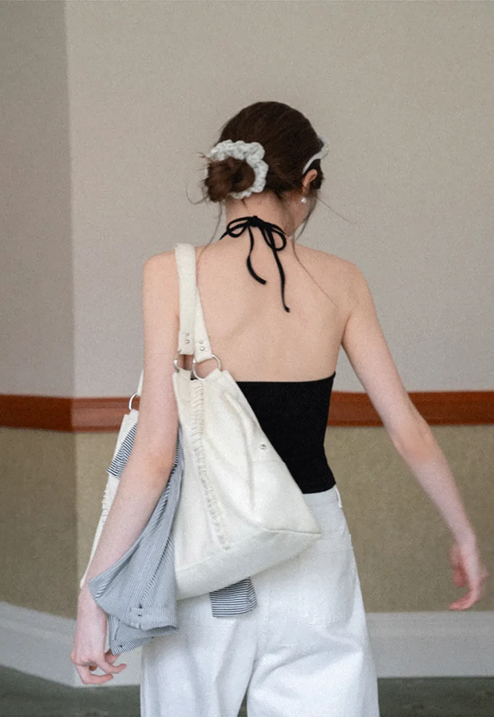 Striped cardigan with buttons and V neck tank top