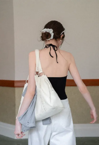 Striped cardigan with buttons and V neck tank top