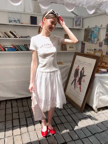 Optimism Printed Crewneck Short Sleeve T Shirt