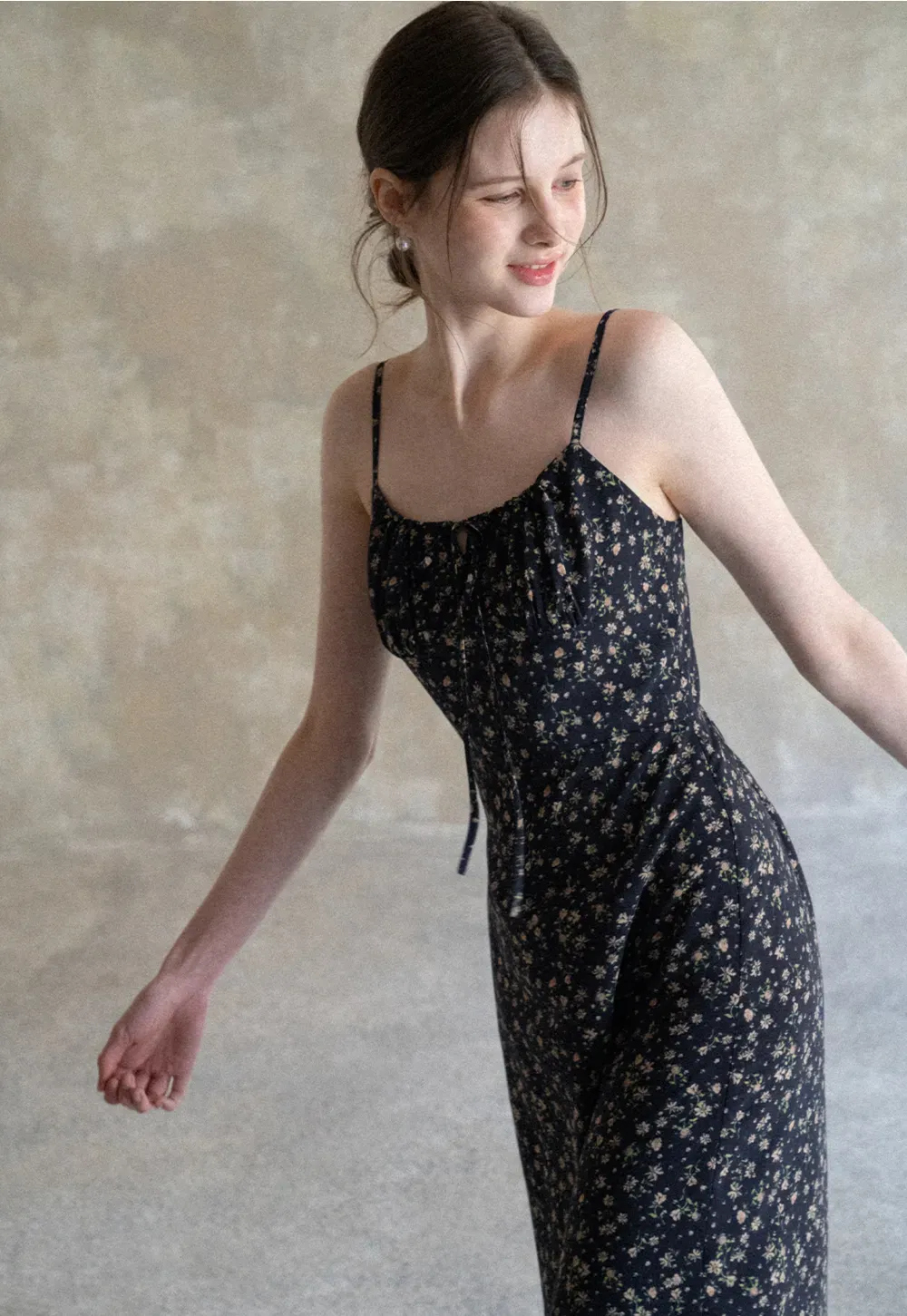 Floral Print Slip Dress with Thin Straps and Asymmetrical Hem