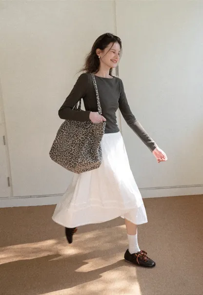 long sleeve boat neck slim fit top