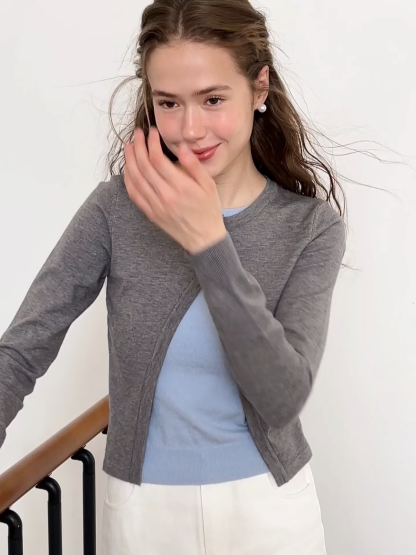 Asymmetrical Button Front Knit Cardigan