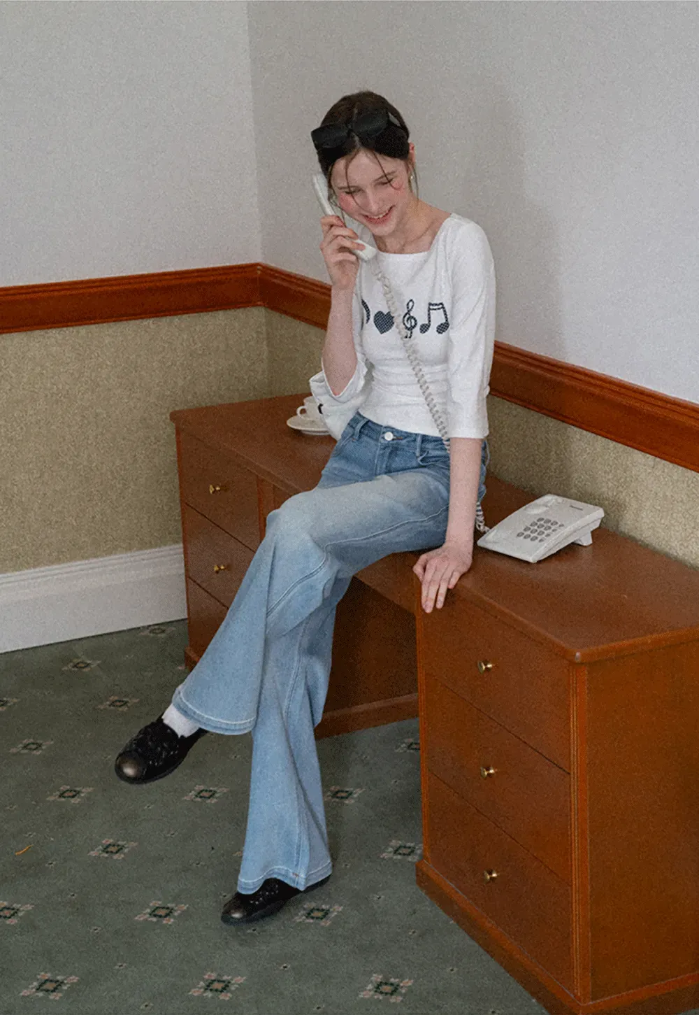 Tshirt with musical notes and heart pattern