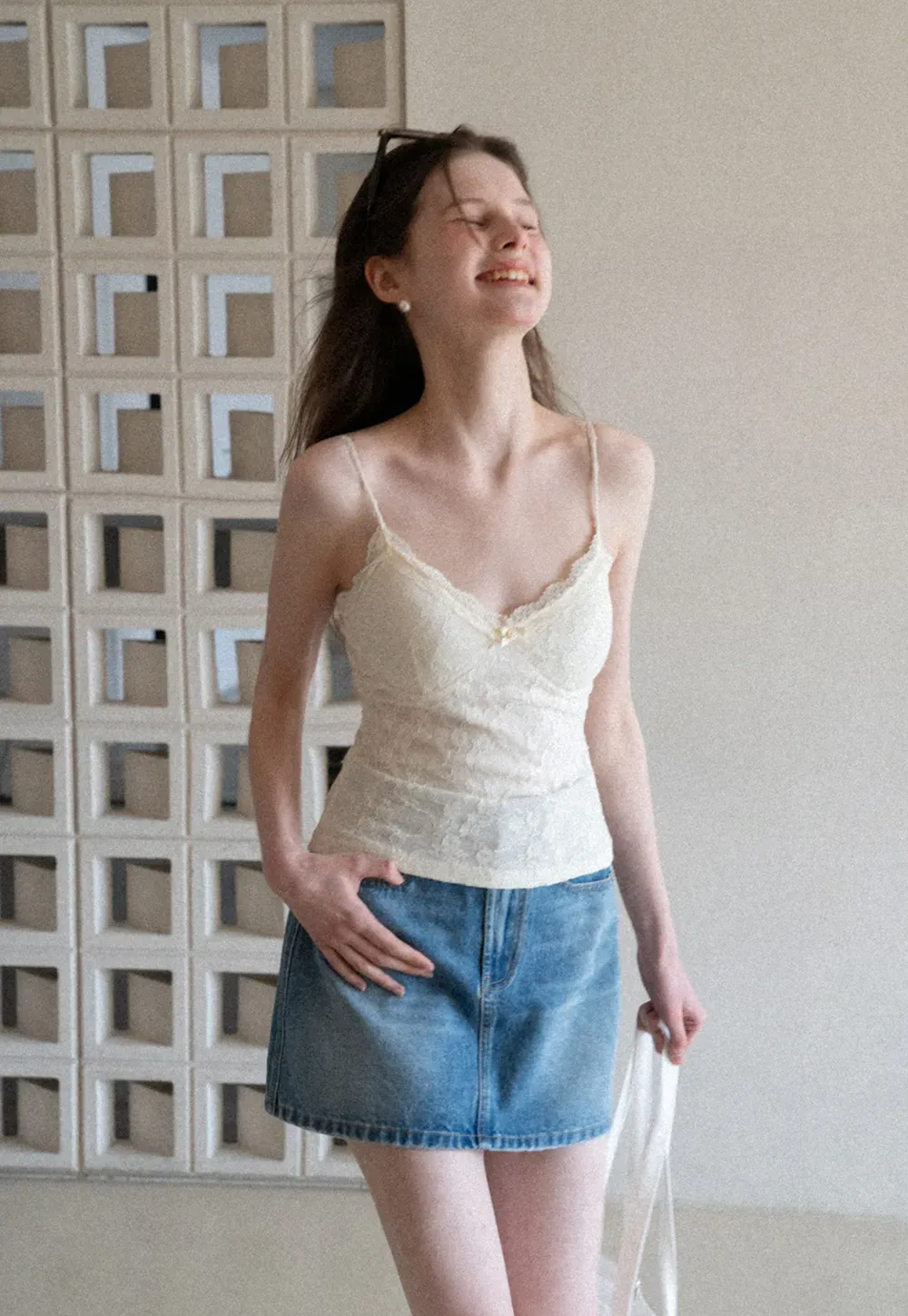 Lace Trimmed Camisole with Thin Straps