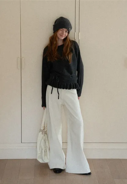 Wide Leg Denim Jeans with Belt Loop