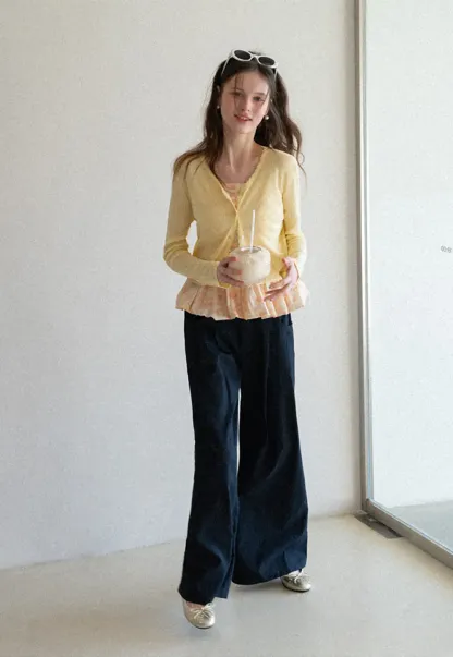 Floral Print Peplum Tank Top and Woolen Knit Sweater