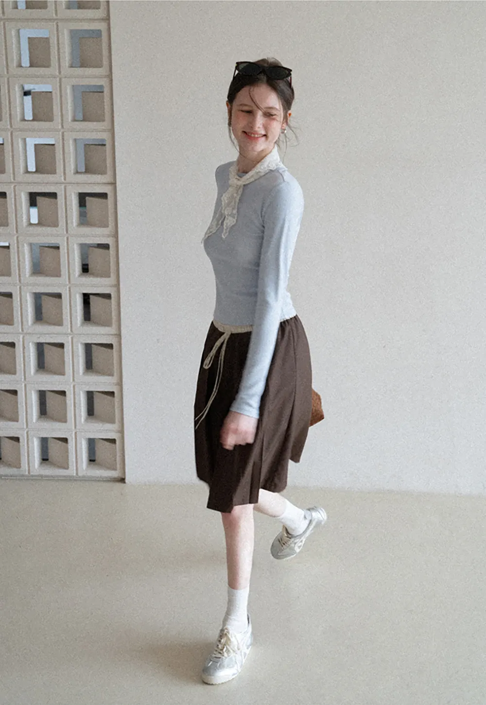 Pleated Drawstring Waist Skirt