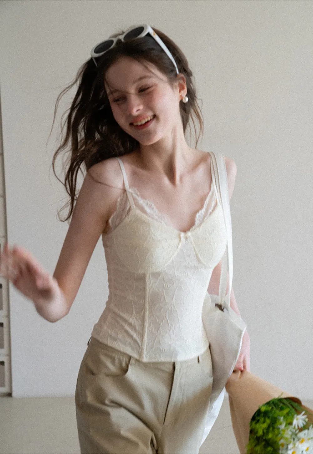 Lace Trimmed Corset Style Tank Top